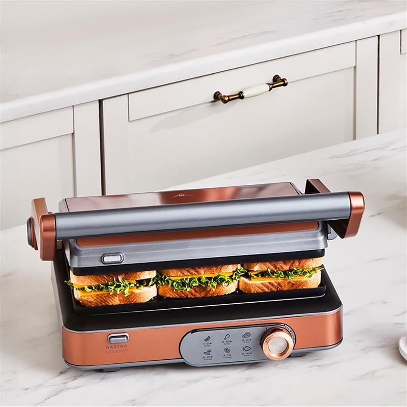 Karaca Gastro Gourmet Döküm Izgara ve Tost Makinesi Galactic Bronze 6 Dilim Kapasiteli