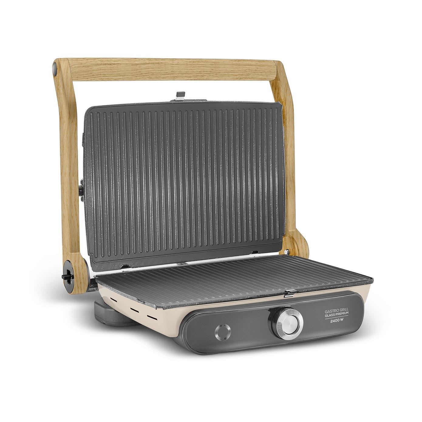 Karaca Gastro Grill Glass Premium 2400W Döküm Izgara ve Tost Makinesi Wood Craft 6 Dilim Kapasiteli