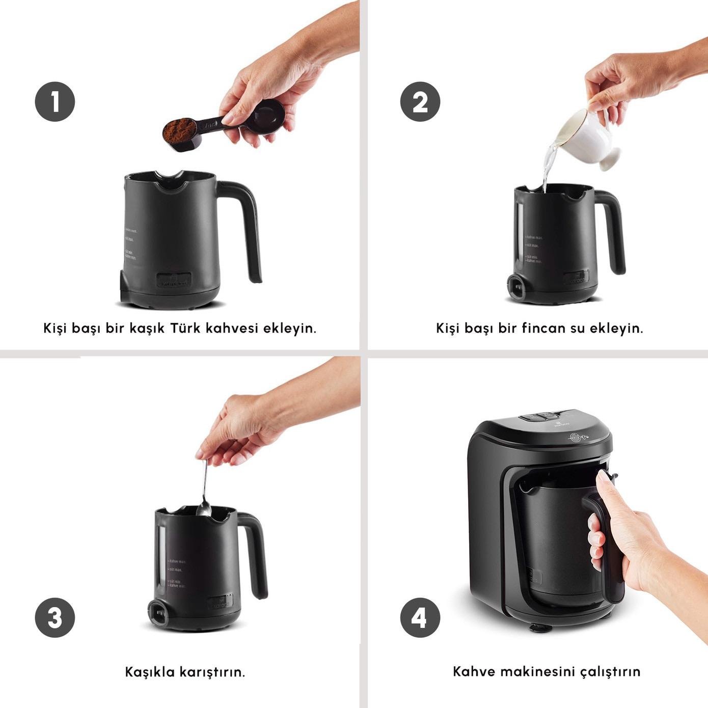 Karaca Hatır Hüps Aroma Sütlü Türk Kahve Makinesi Shiny Black