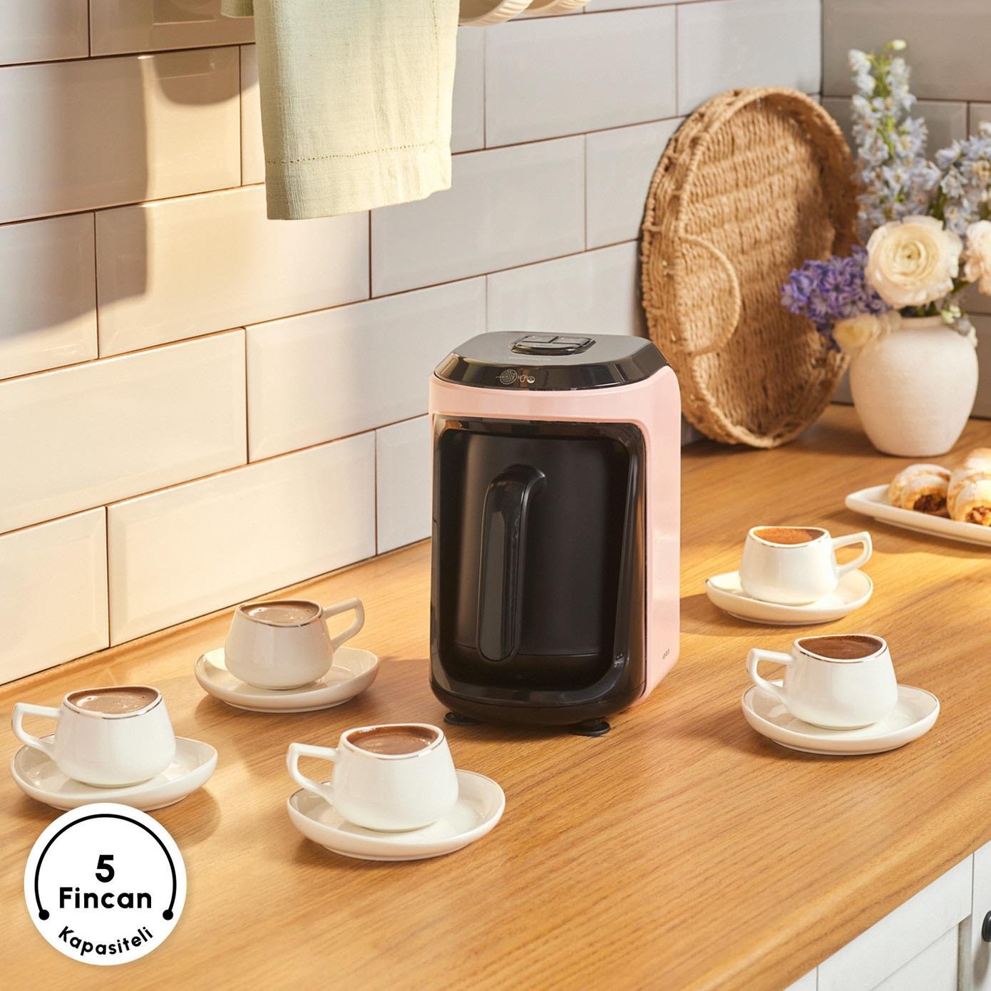Karaca Hatır Hüps Aroma Sütlü Türk Kahve Makinesi Pearl Pink