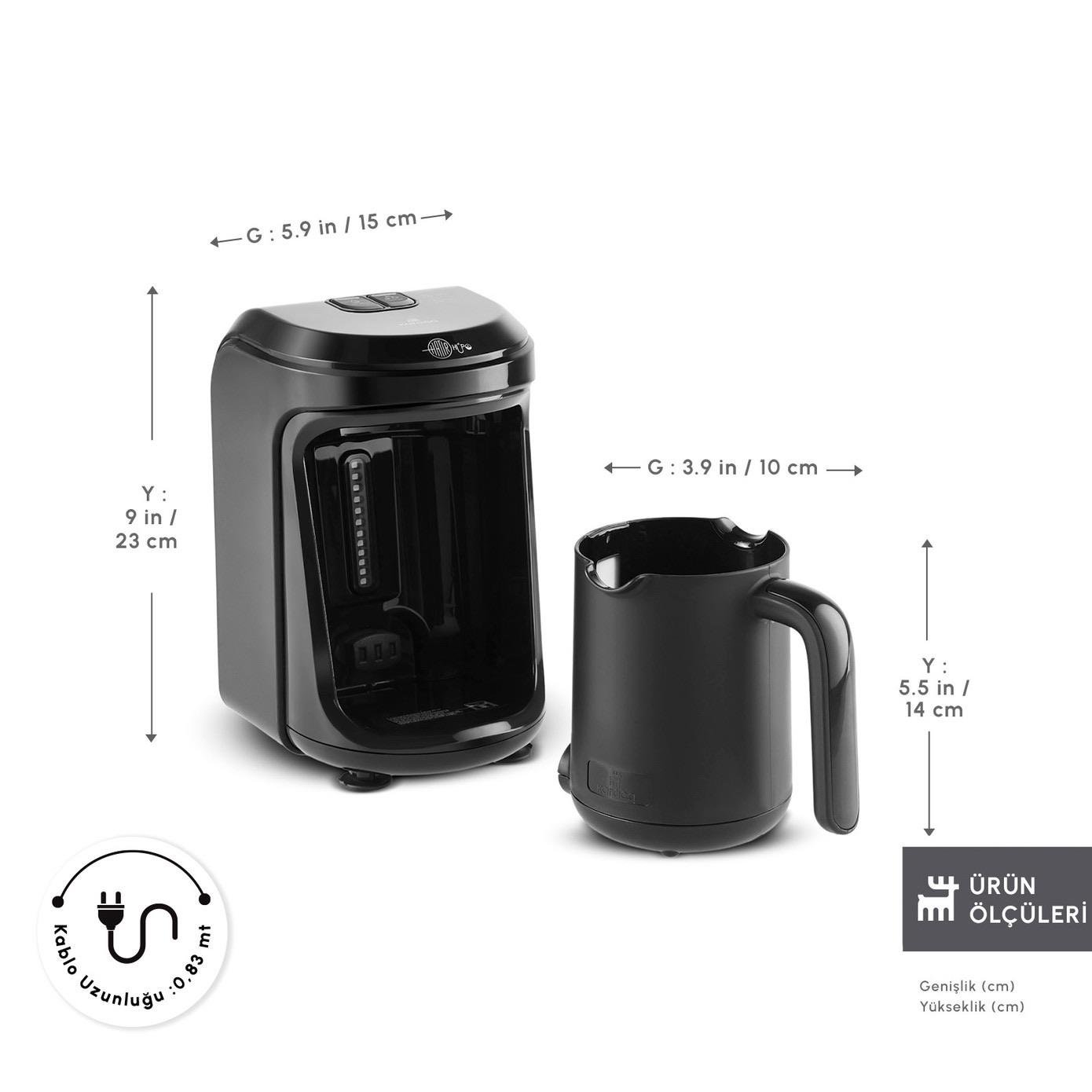 Karaca Hatır Hüps Aroma Sütlü Türk Kahve Makinesi Shiny Black