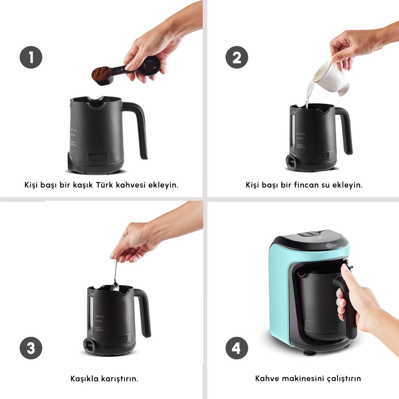 Karaca Hatır Hüps Aroma Sütlü Türk Kahve Makinesi Aqua Green