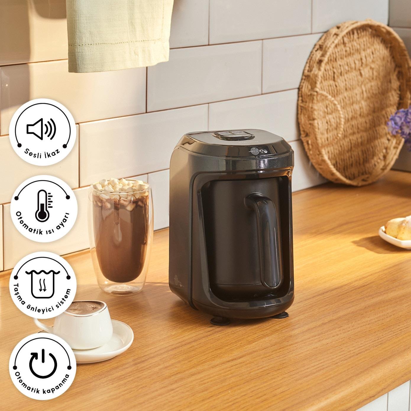 Karaca Hatır Hüps Aroma Sütlü Türk Kahve Makinesi Shiny Black