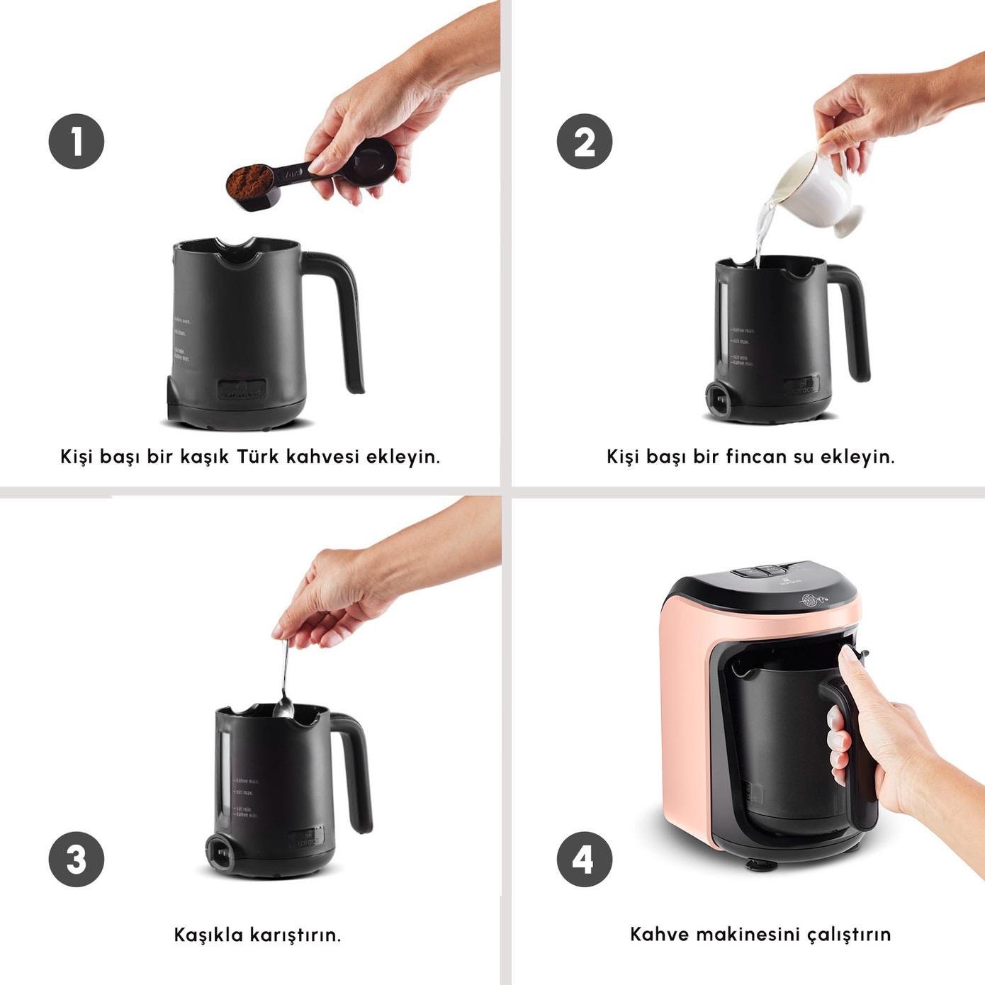 Karaca Hatır Hüps Aroma Sütlü Türk Kahve Makinesi Rosegold