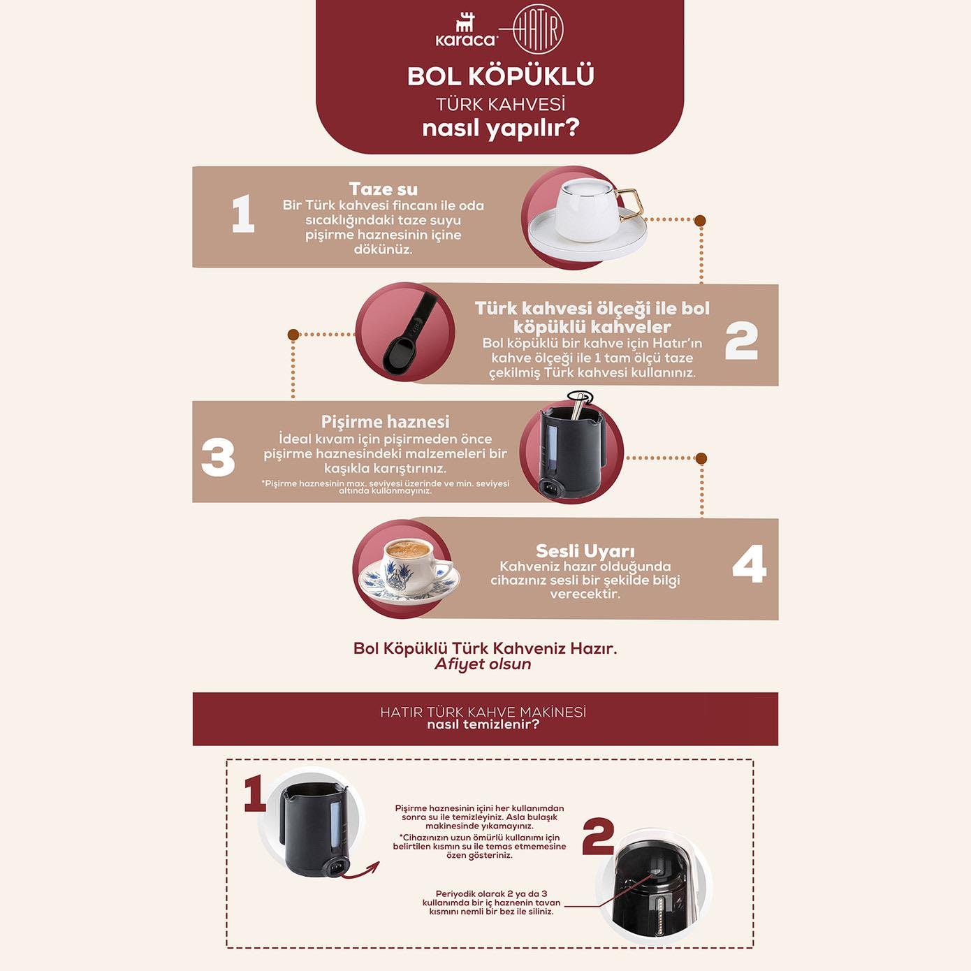 Karaca Hatır Plus 5 in 1 Konuşan Közde ve Sütlü Türk Kahvesi ve Filtre Kahve Makinesi Cherry Red