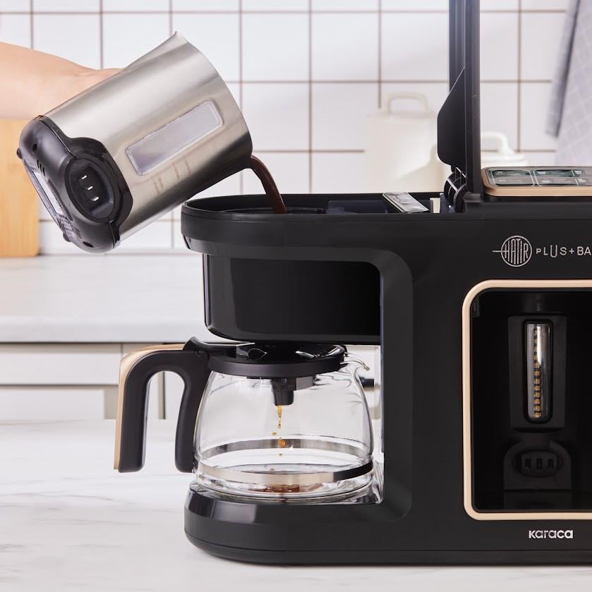 Karaca Hatır Plus Barista Steel 6 in 1 Konuşan Latte Cappuccino ve Közde Türk Kahve Makinesi Mineral Gold