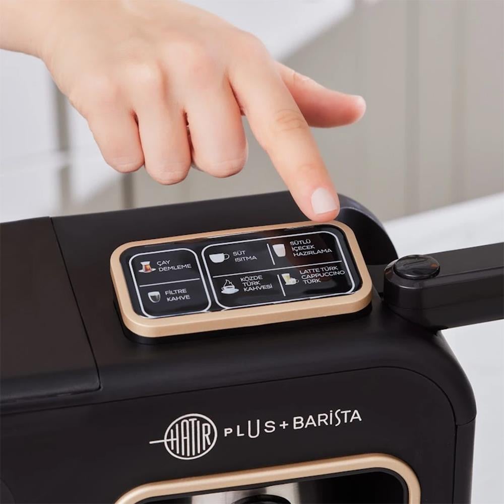 Karaca Hatır Plus Barista Steel 6 in 1 Konuşan Latte Cappuccino ve Közde Türk Kahve Makinesi Mineral Gold