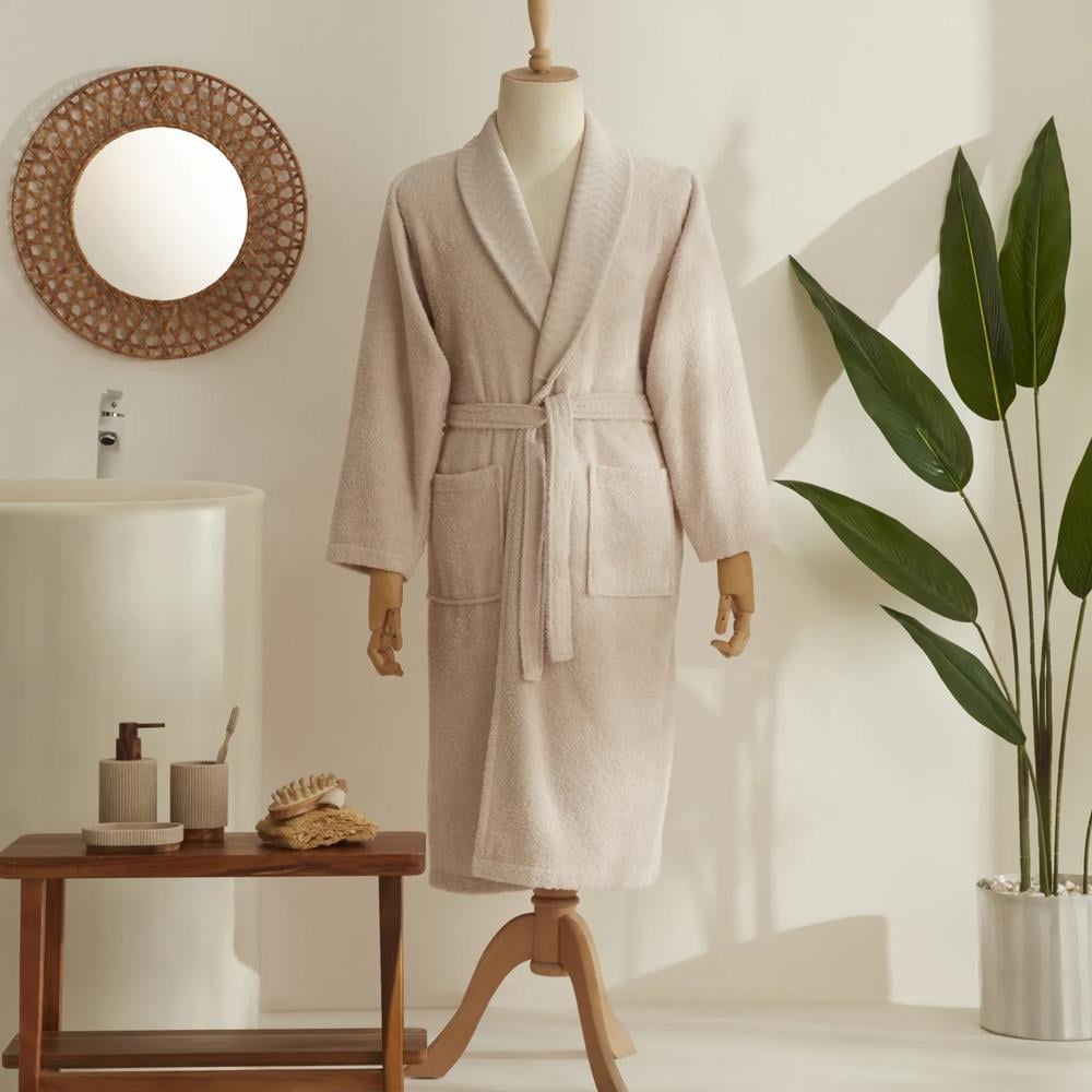 Karaca Home Elroy Erkek Bornoz Seti Bej  XL-XXL