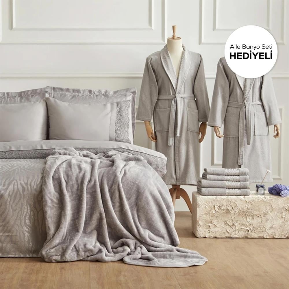 Karaca Home Nehir 14 Parça Çeyiz Seti Aile Banyo Seti Hediyeli Silver