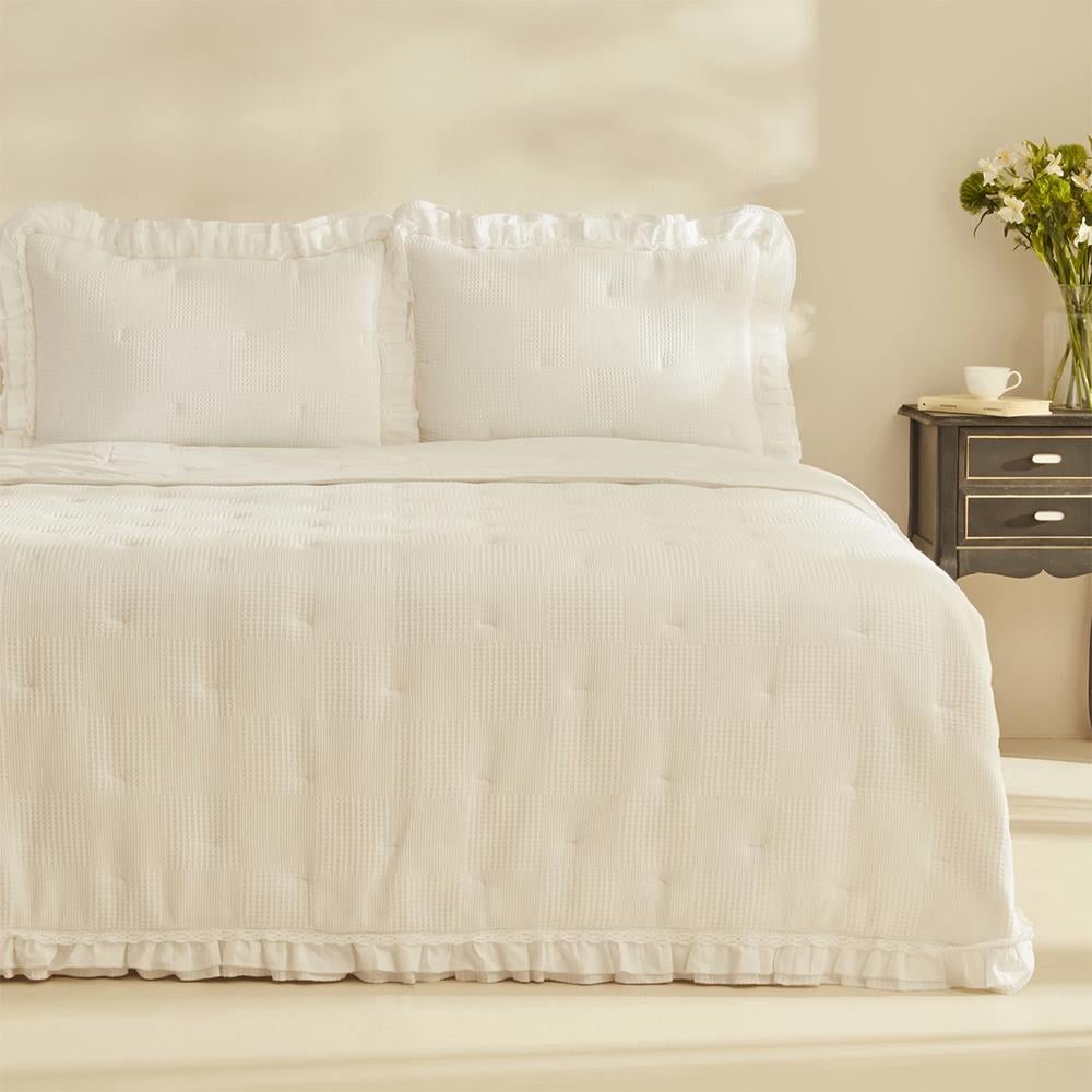 Karaca Home White Collection Perios  Çİft Kişilik Spring Comforti Fırfırlı Beyaz