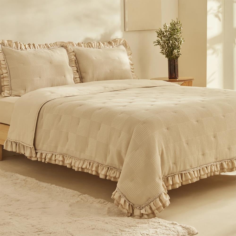 Karaca Home White Collection Perios  Çİft Kişilik Spring Comfort  Fırfırlı Bej
