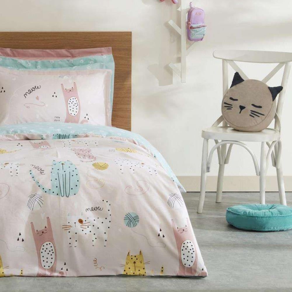Karaca Home Young Crazy Cats Pembe %100 Pamuk Tek Kişilik Rnf Nevresim Takımı