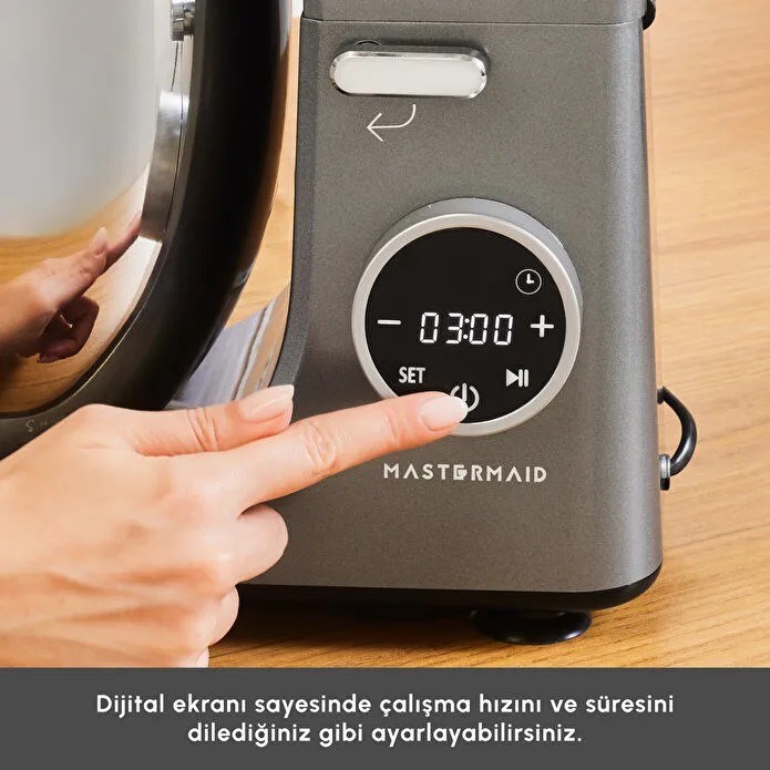 Karaca Mastermaid Chef Ultra D2000W Dijital Ekranlı Hamur Yoğurma Makinesi Galaxy Grey 7L