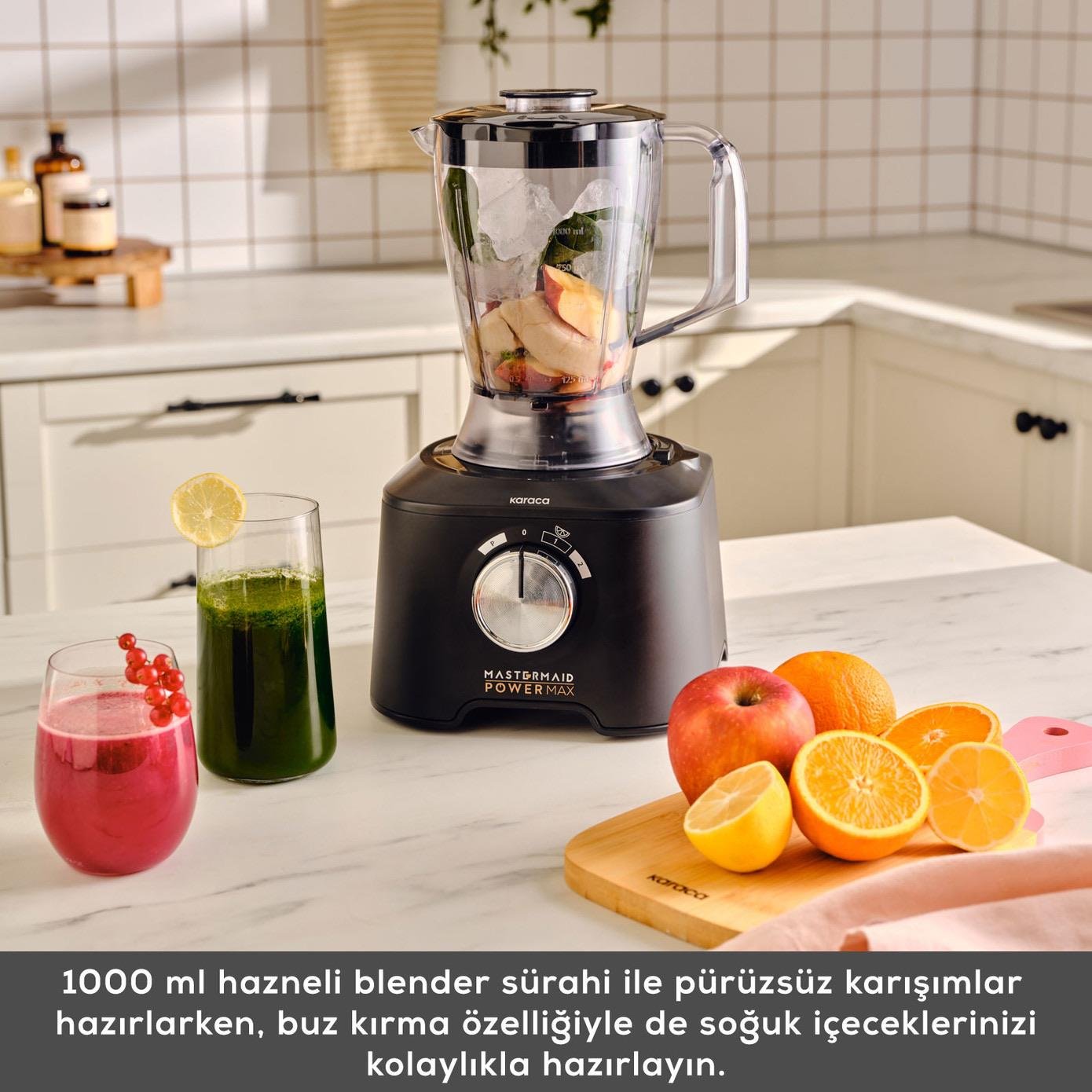 Karaca Mastermaid Power Max 11 in 1 Mutfak Robotu 2500W Matte Black Silver