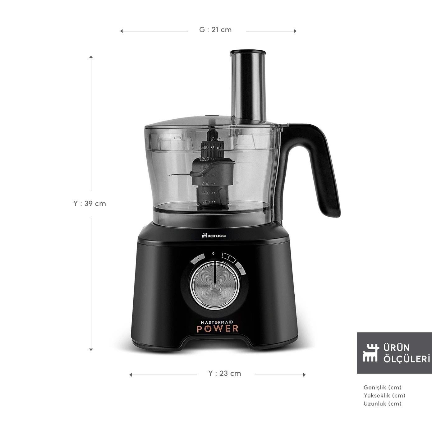 Karaca Mastermaid Power Max 11 in 1 Mutfak Robotu 2500W Matte Black Silver