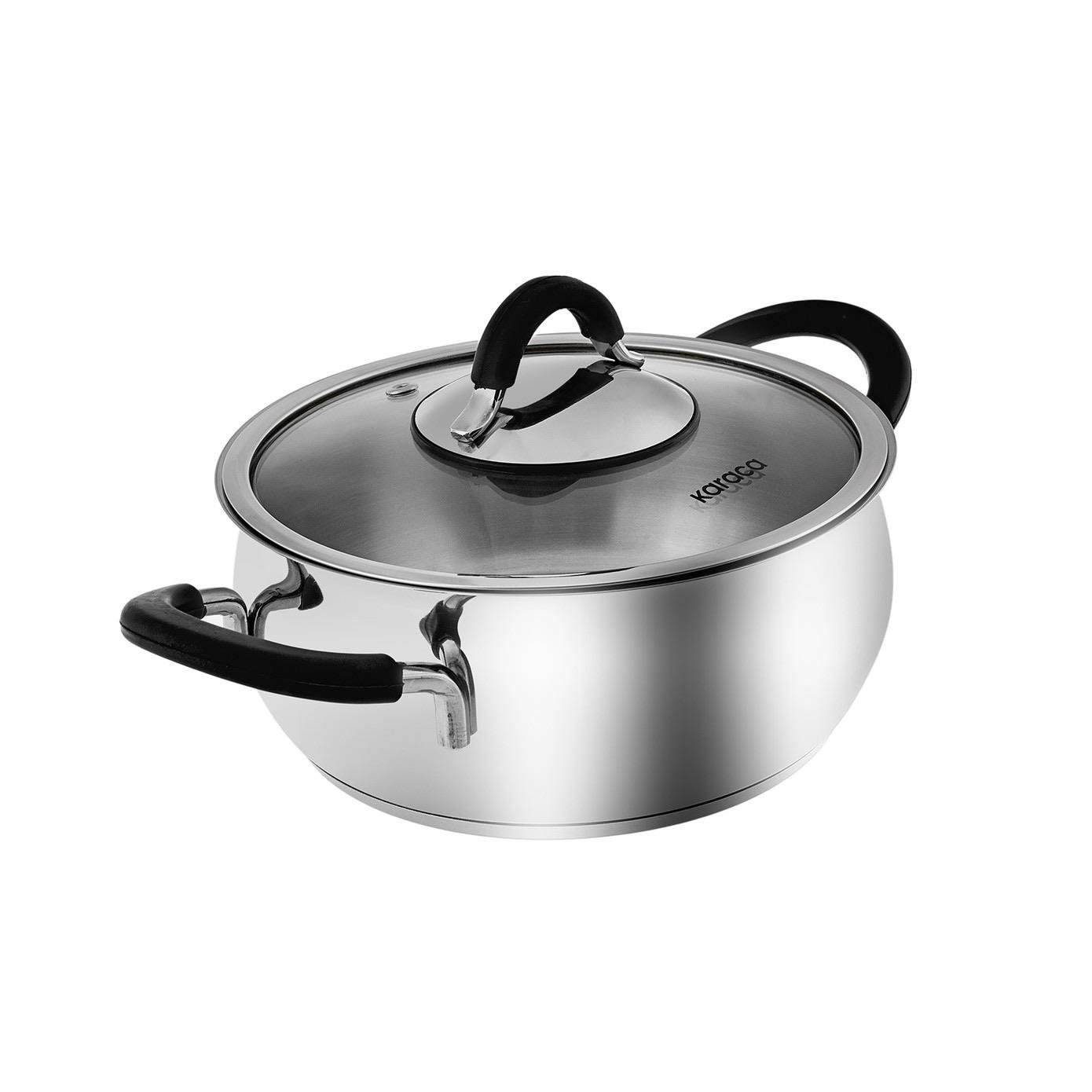 Karaca Oyster İndüksiyon Tabanlı Silikon Kulplu 8 Parça Çelik Tencere Seti Black