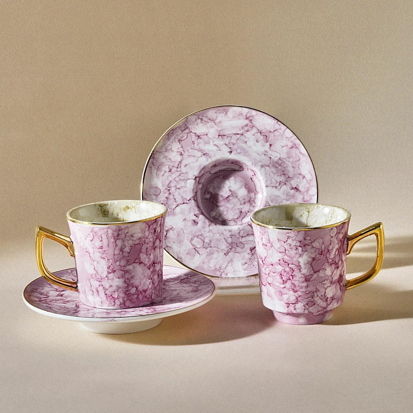 Karaca Parla 2 Kişilik Kahve Fincan Takımı 90 Ml Pembe