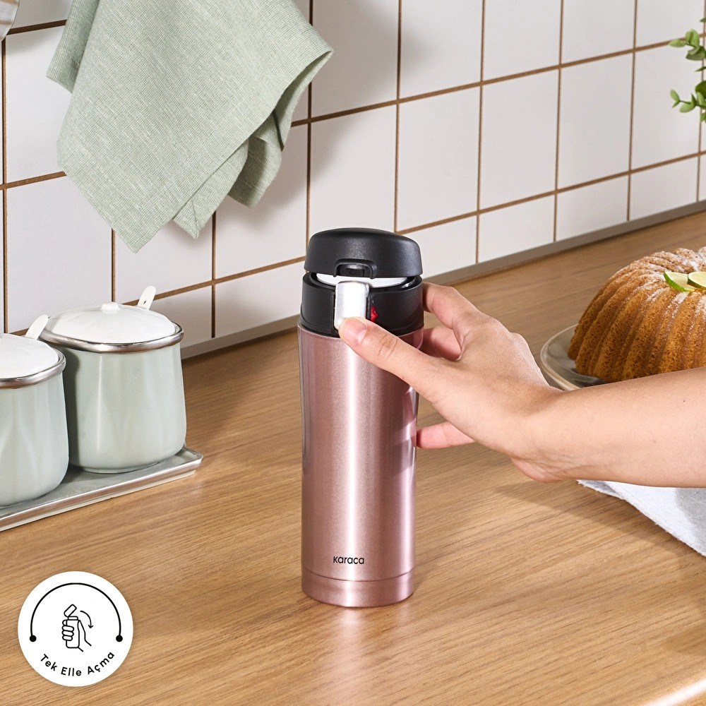 Karaca Pluton Çelik Sızdırmaz Termos Rose Gold 350 ml