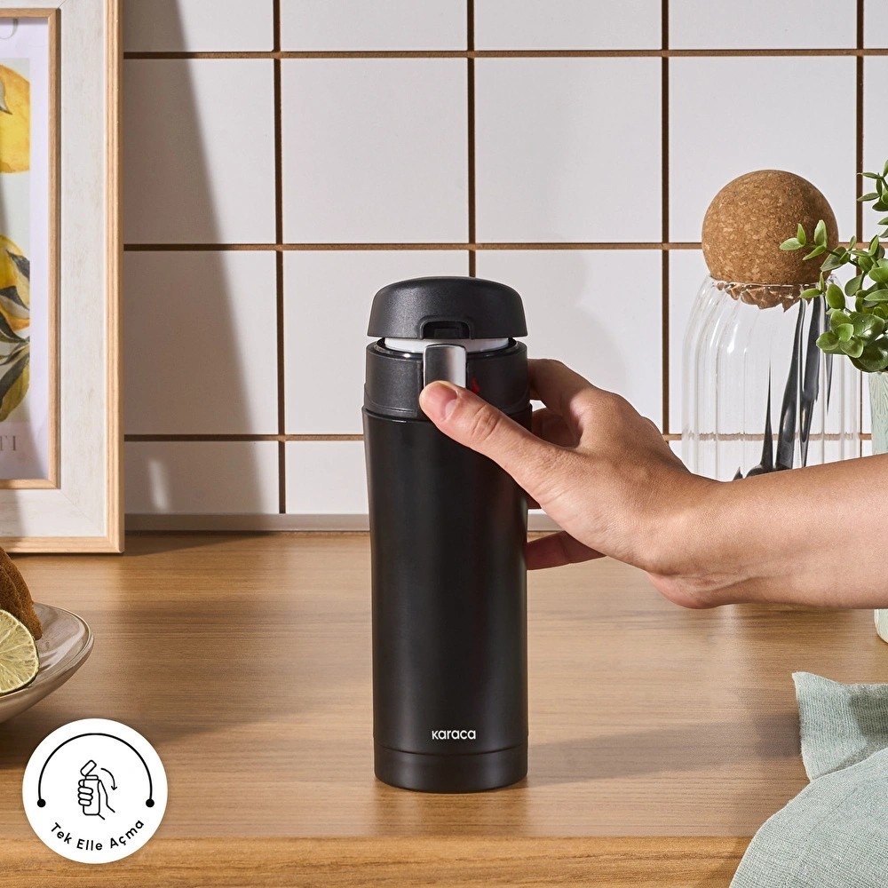 Karaca Pluton Çelik Sızdırmaz Termos Siyah 350 ml