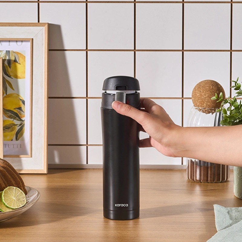 Karaca Pluton Çelik Sızdırmaz Termos Siyah 450 ml