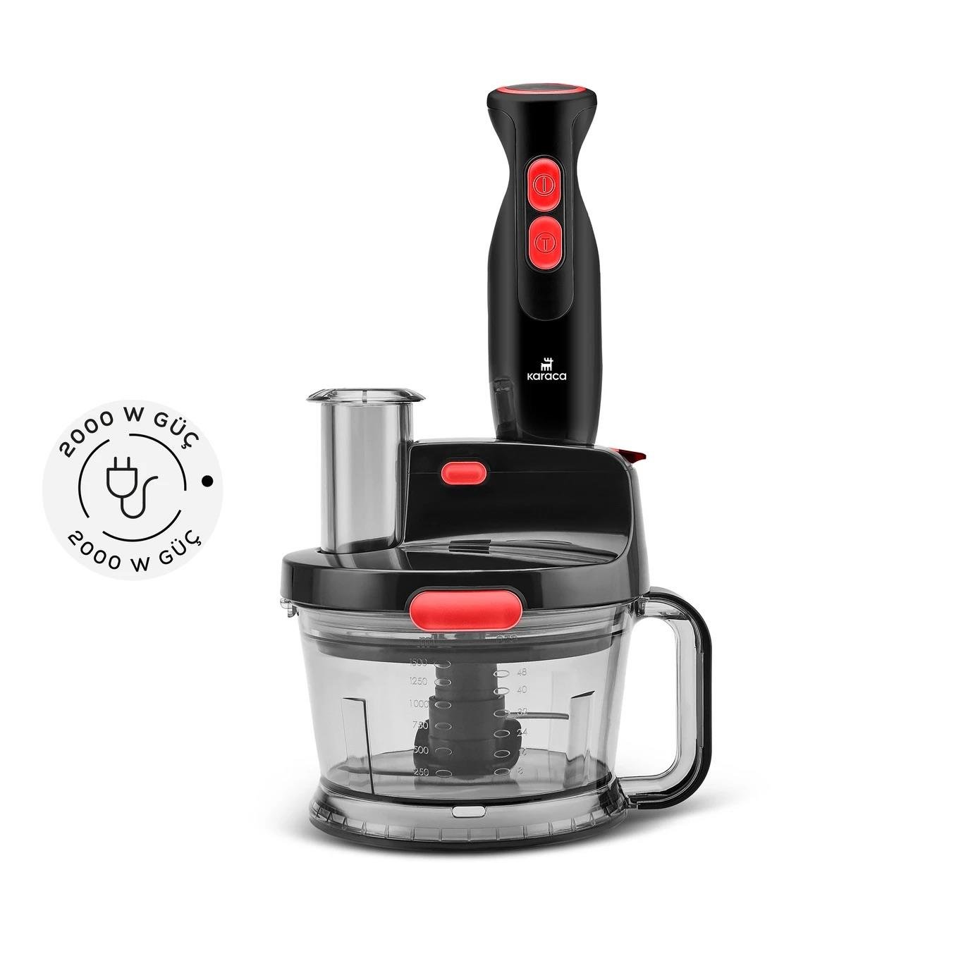 Karaca Pro-Multimax Mutfak Robotu 2000W Black Red