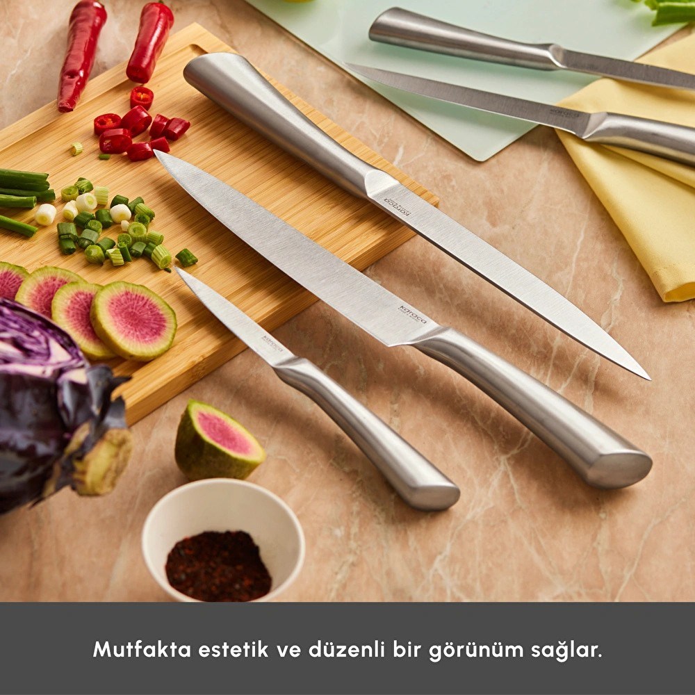 Karaca Samuray Nagoya Vigor Japon Çeliği 7 Parça Bıçak Seti Ve Kesme Tahtası