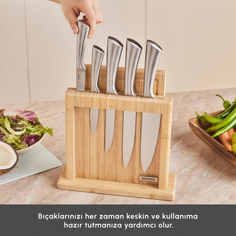 Karaca Samuray Nagoya Vigor Japon Çeliği 7 Parça Bıçak Seti Ve Kesme Tahtası