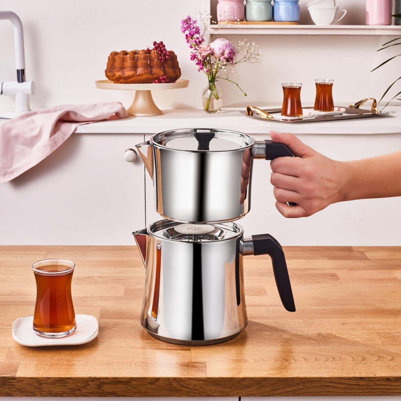 Karaca Sivuple Large Siyah Çaydanlık