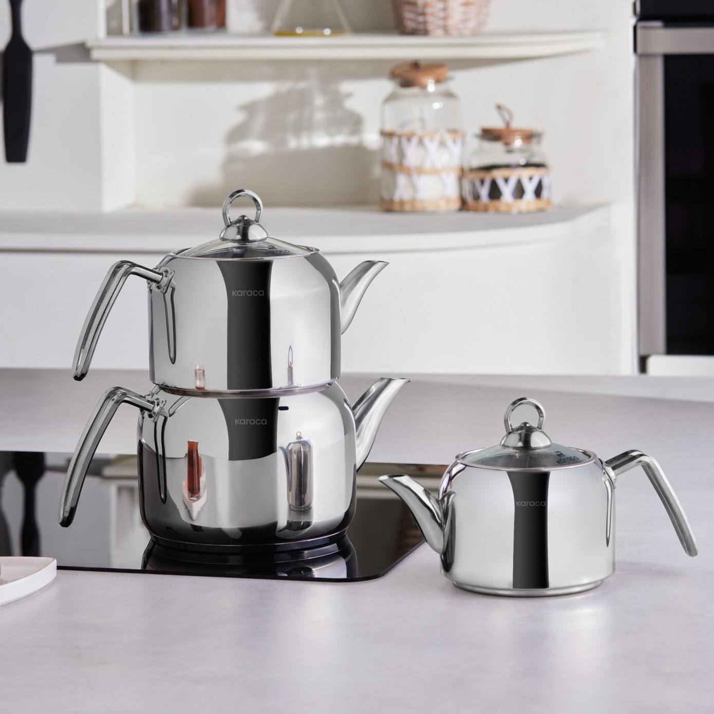 Karaca Tres İndüksiyon Tabanlı 3lü Çaydanlık Takımı Metal