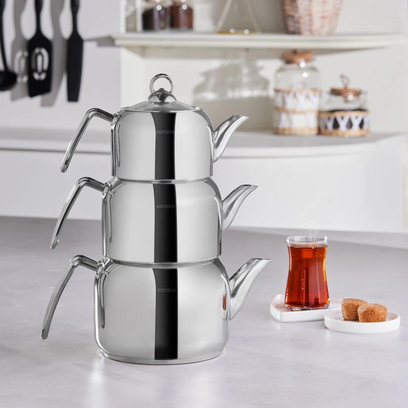 Karaca Tres İndüksiyon Tabanlı 3lü Çaydanlık Takımı Metal