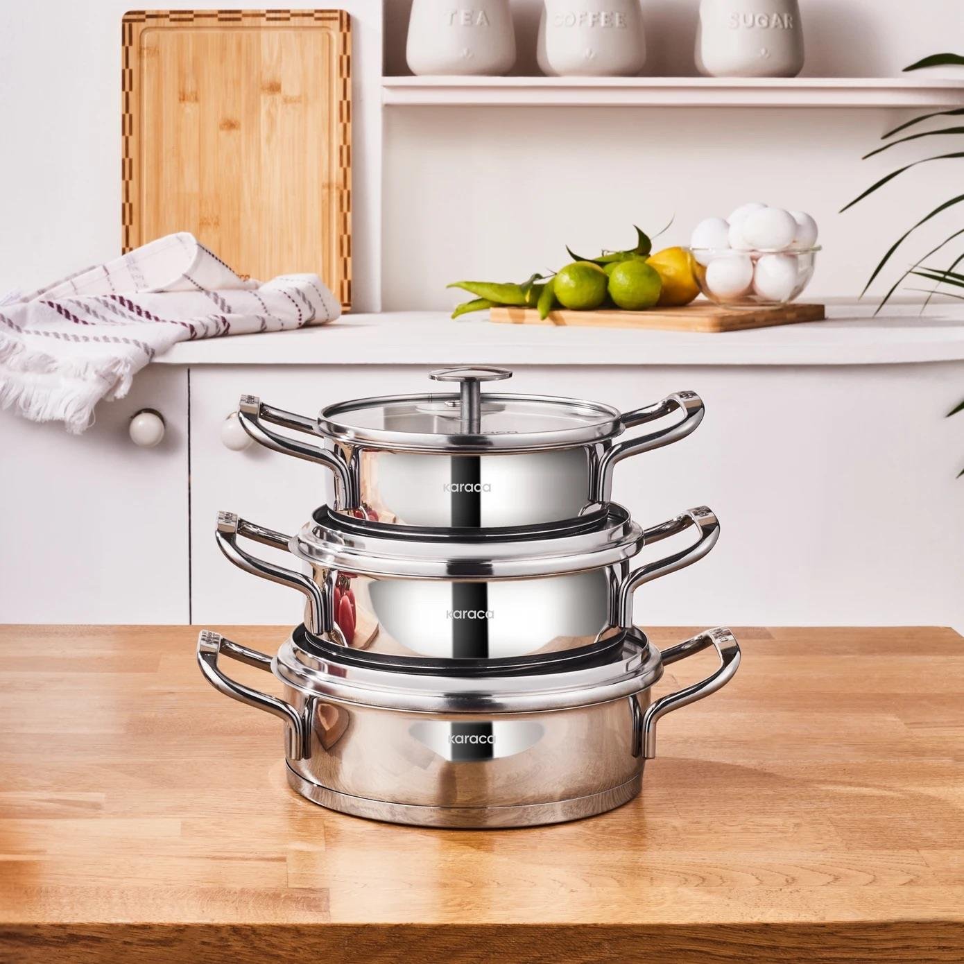 Karaca Vapor New İndüksiyon Tabanlı 6 Parça Çelik Sahan Set