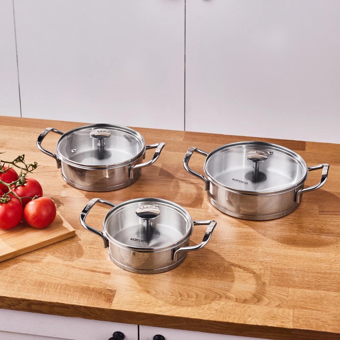 Karaca Vapor New İndüksiyon Tabanlı 6 Parça Çelik Sahan Set