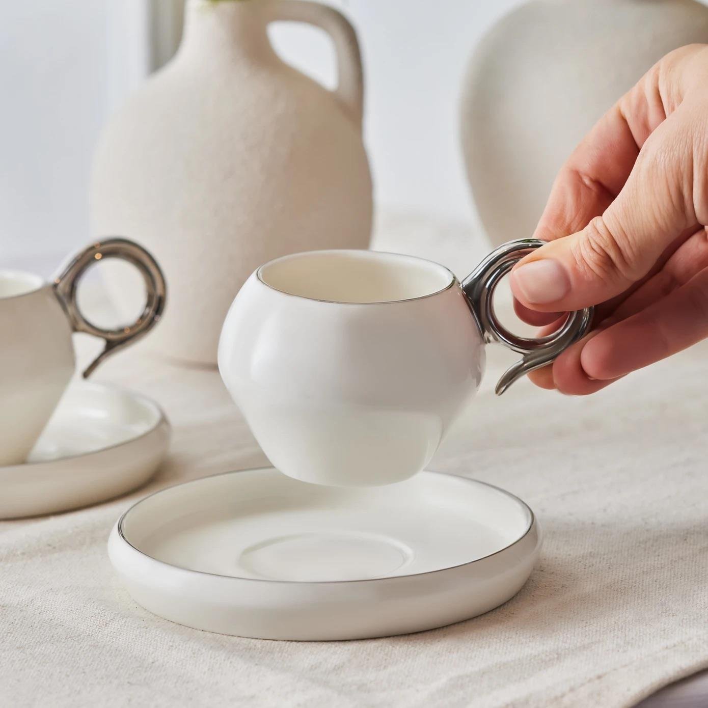 Karaca Venüs Platin 2 Kişilik Kahve Fincan Takımı 135 ml