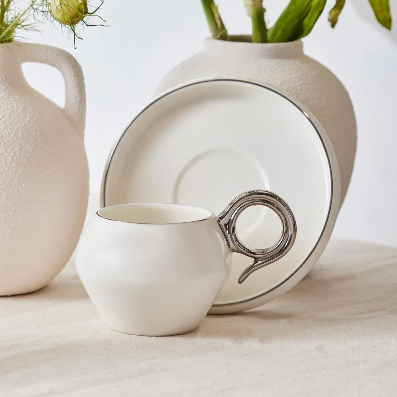 Karaca Venüs Platin 2 Kişilik Kahve Fincan Takımı 135 ml