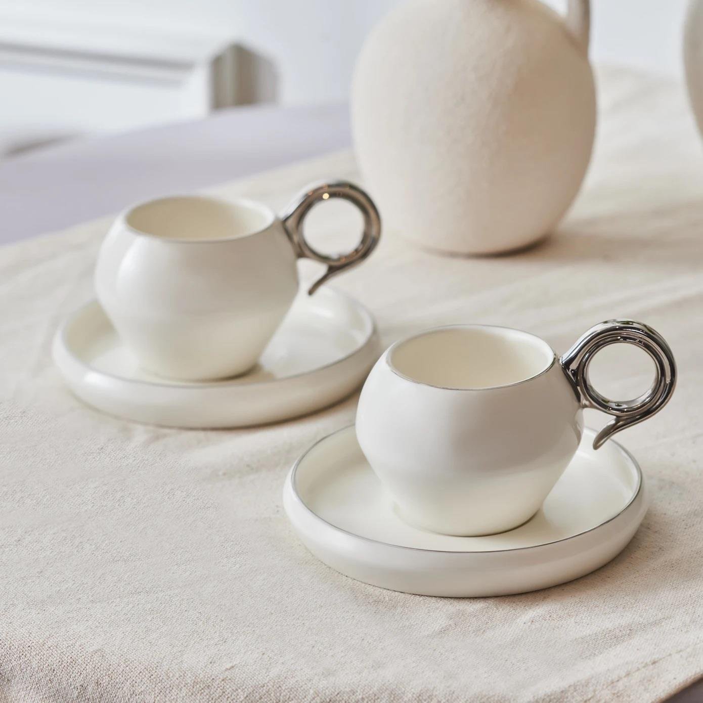 Karaca Venüs Platin 2 Kişilik Kahve Fincan Takımı 135 ml