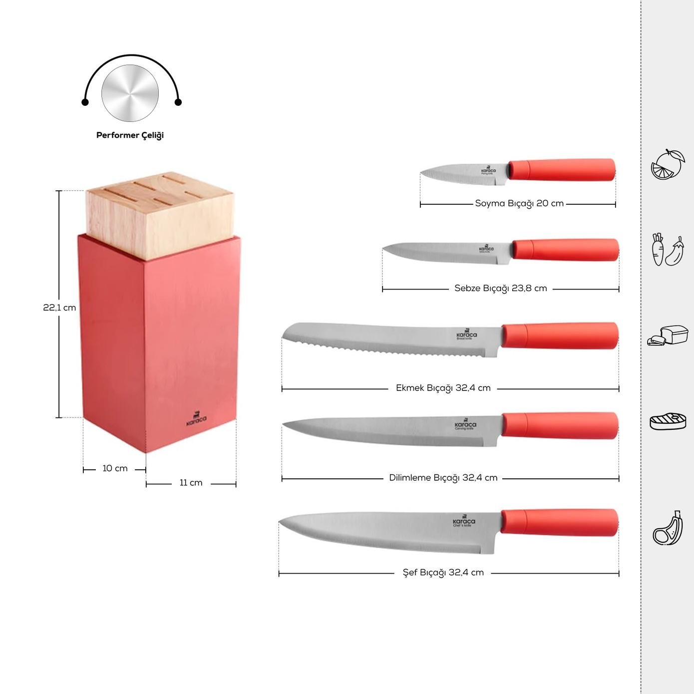Karaca Viego 6 Parça Bıçak Seti Red