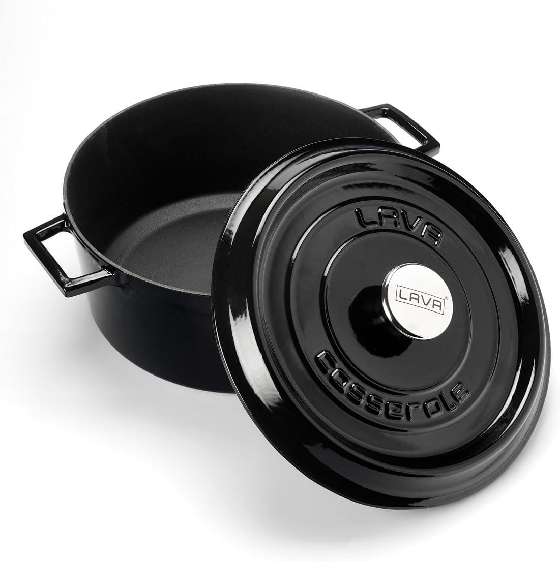 Lava Yuvarlak Döküm  28 Cm Tencere Siyah