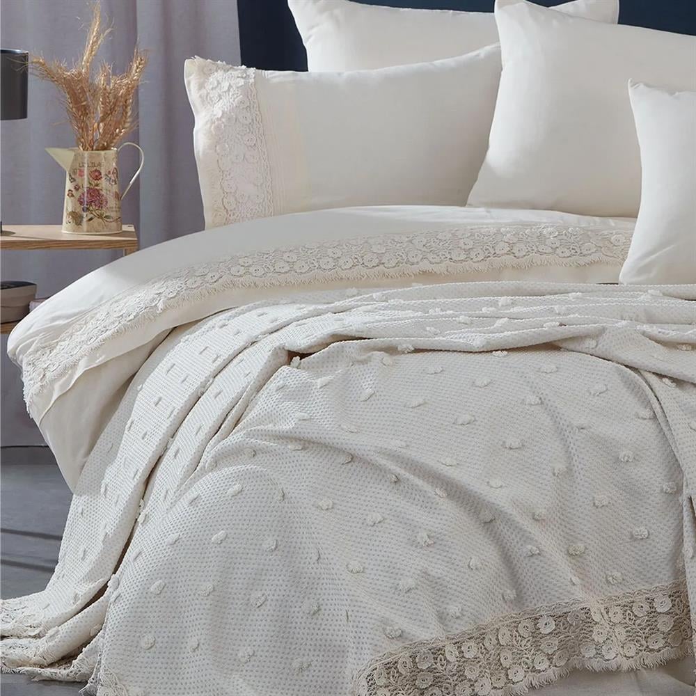 Nazik Nevresim-Pike Set Venus Krem