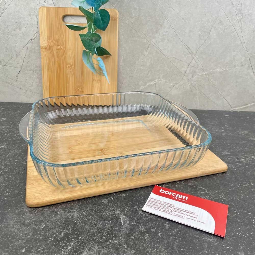 Paşabahçe Borcam Kare Tepsi - Fırın Servis Tepsisi 32x29 Cm