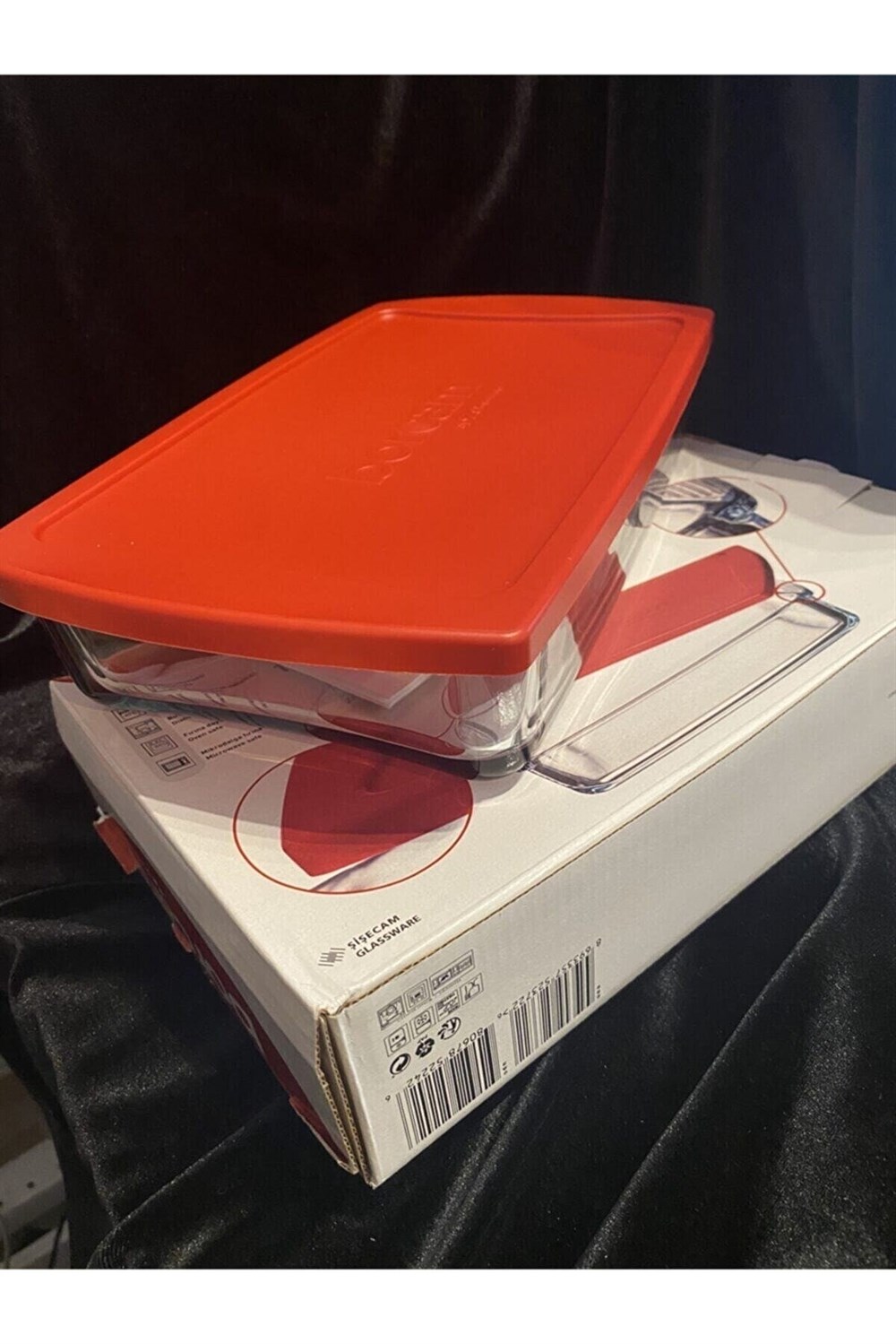 Paşabahçe Dikdörtgen Borcam Saklama Kabı Kırmızı Kapaklı 1320 Cc