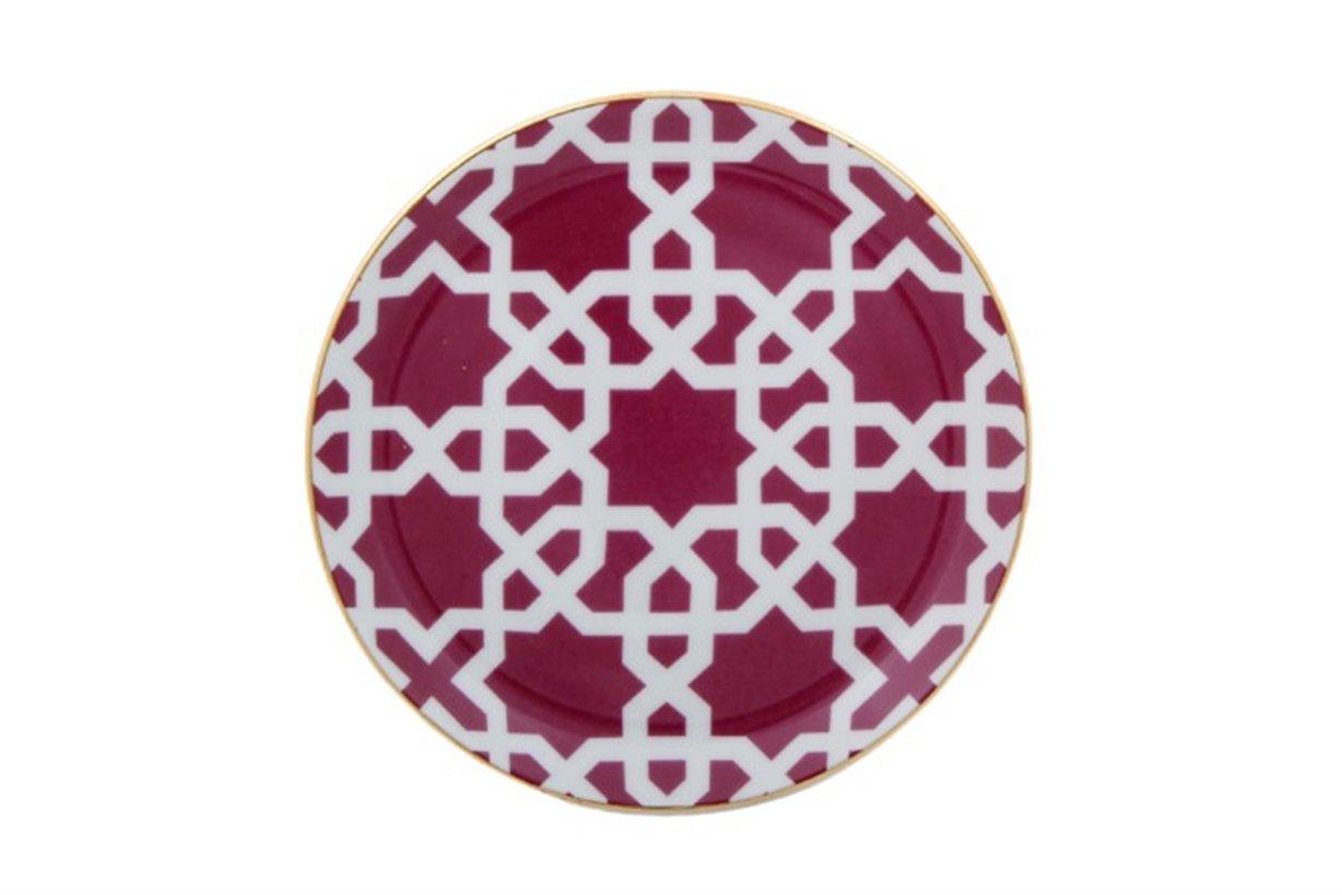Porland Morocco Desen5 Fuşya Düz Tabak 17cm