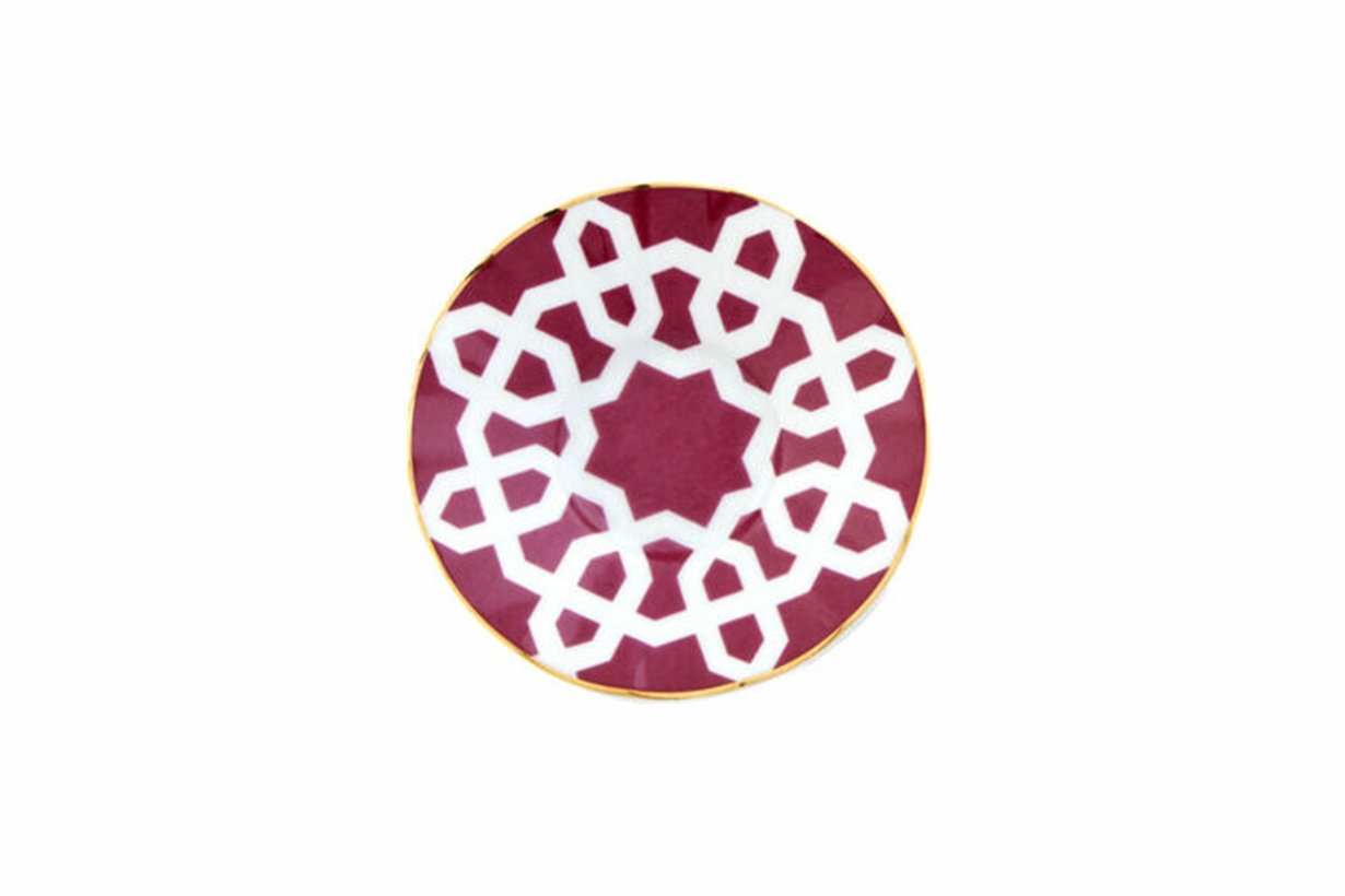 Porland Morocco Desen5 Fuşya Ergonomik Çay Tabağı 12cm