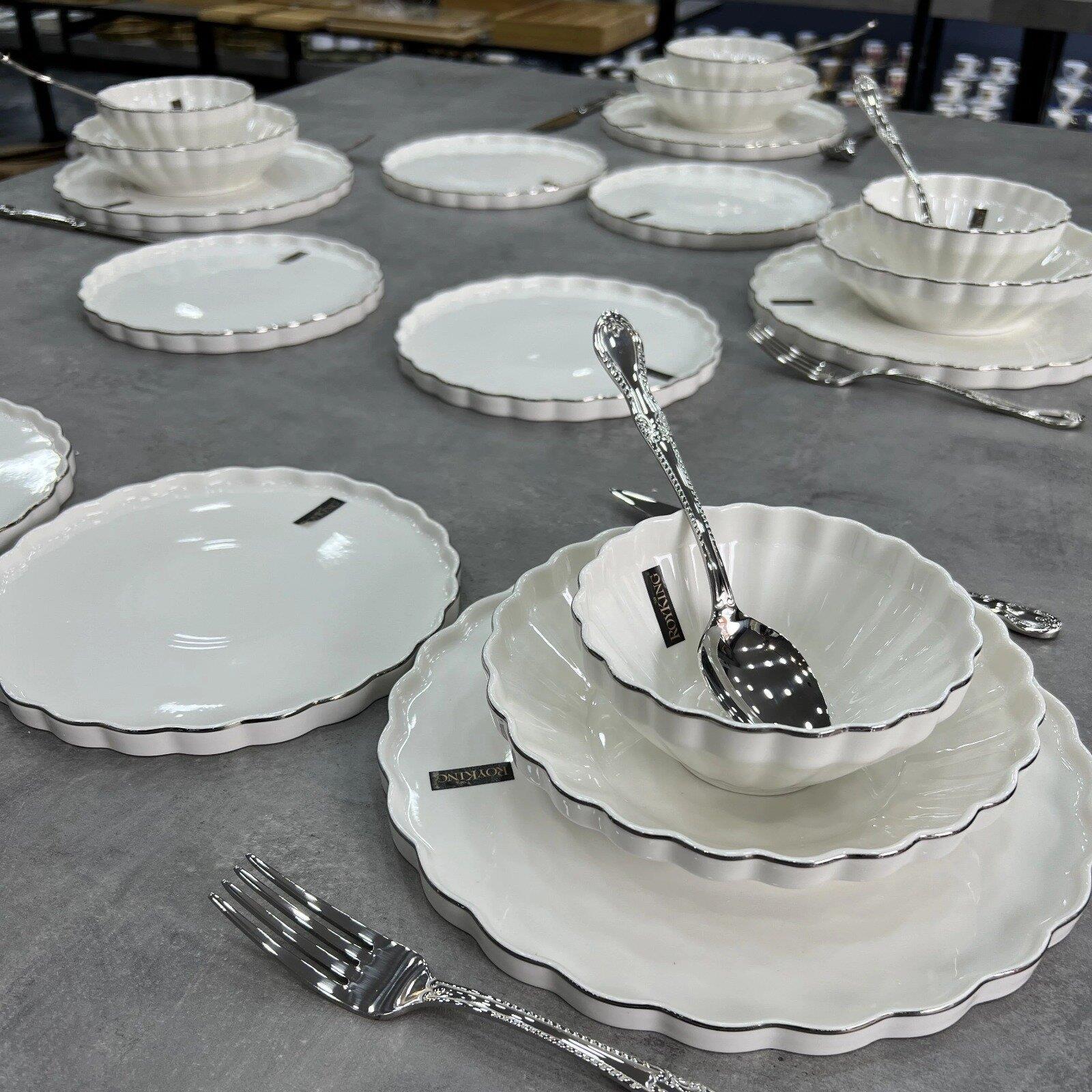 Royking Twist Platin 24 Parça 6 Kişilik Yemek Takımı HRN018