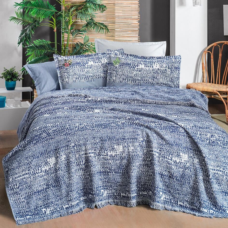 Sarev Darcia Tek Kişilik Pike Takımı İndigo