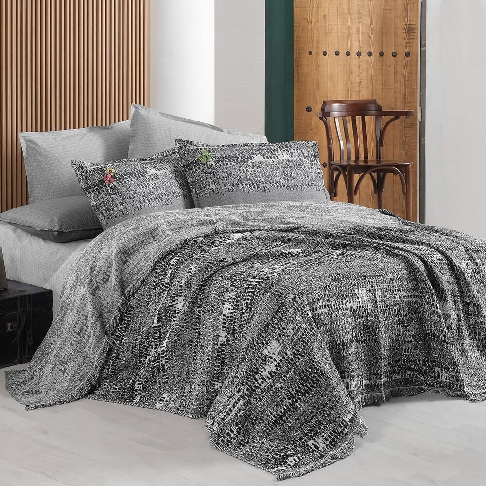 Sarev Darcia Tek Kişilik Pike Takımı Siyah V1