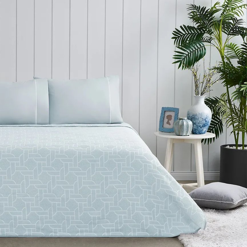 Taç Pike Takımı Jakarlı Callie Mavi Çift Kişilik