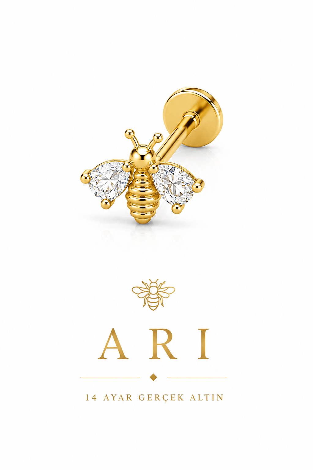 14 Ayar Altın Arı Piercing