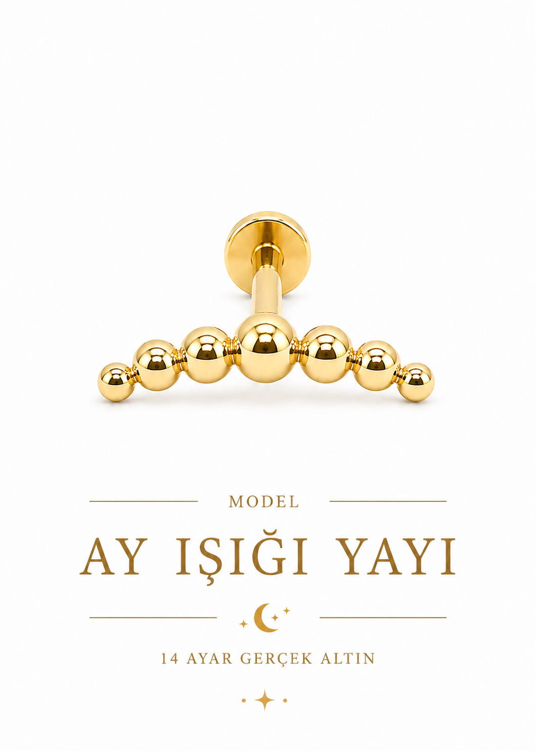 14 Ayar Altın Ay Işığı Yayı Piercing