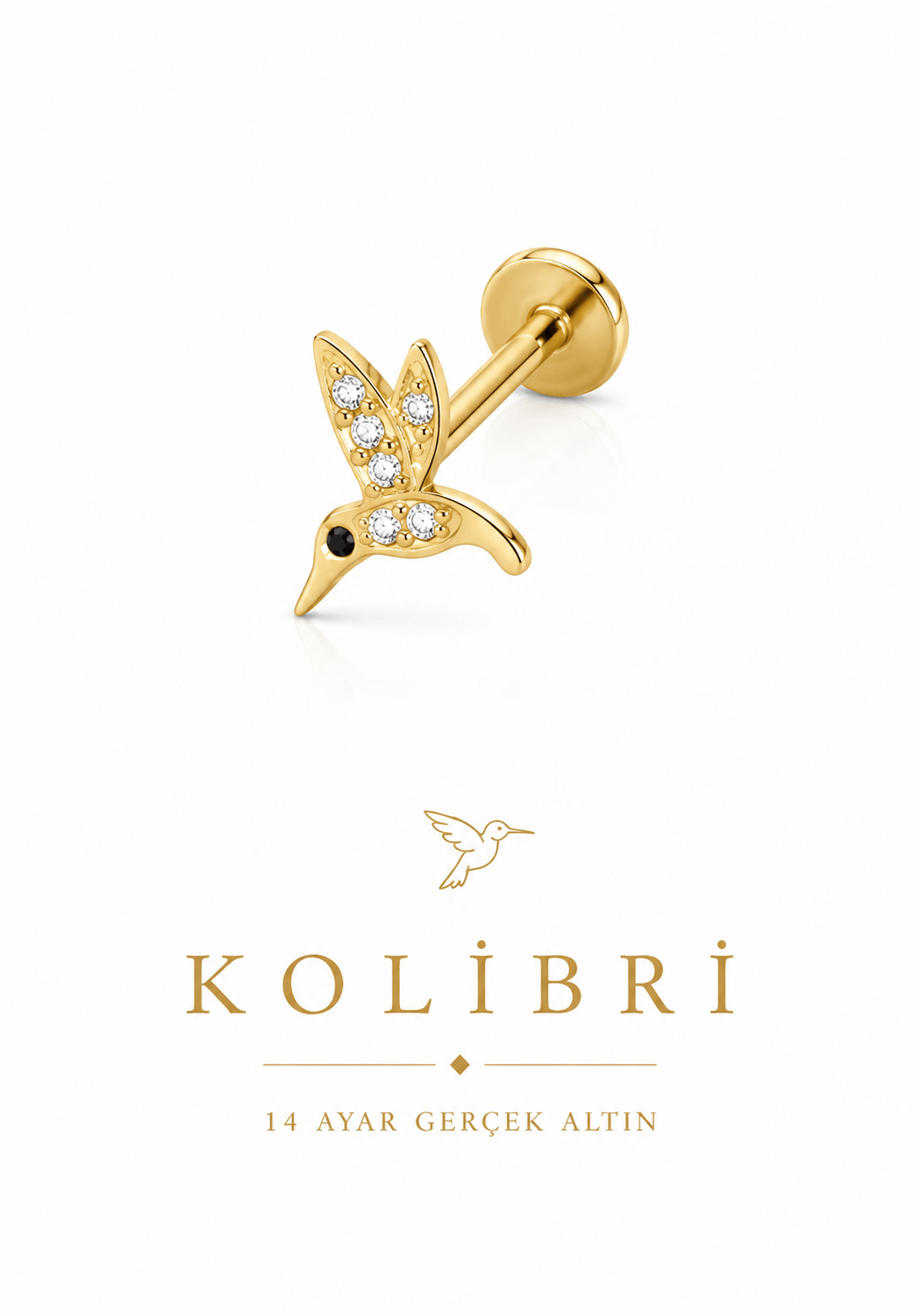 14 Ayar Altın Kolibri Piercing