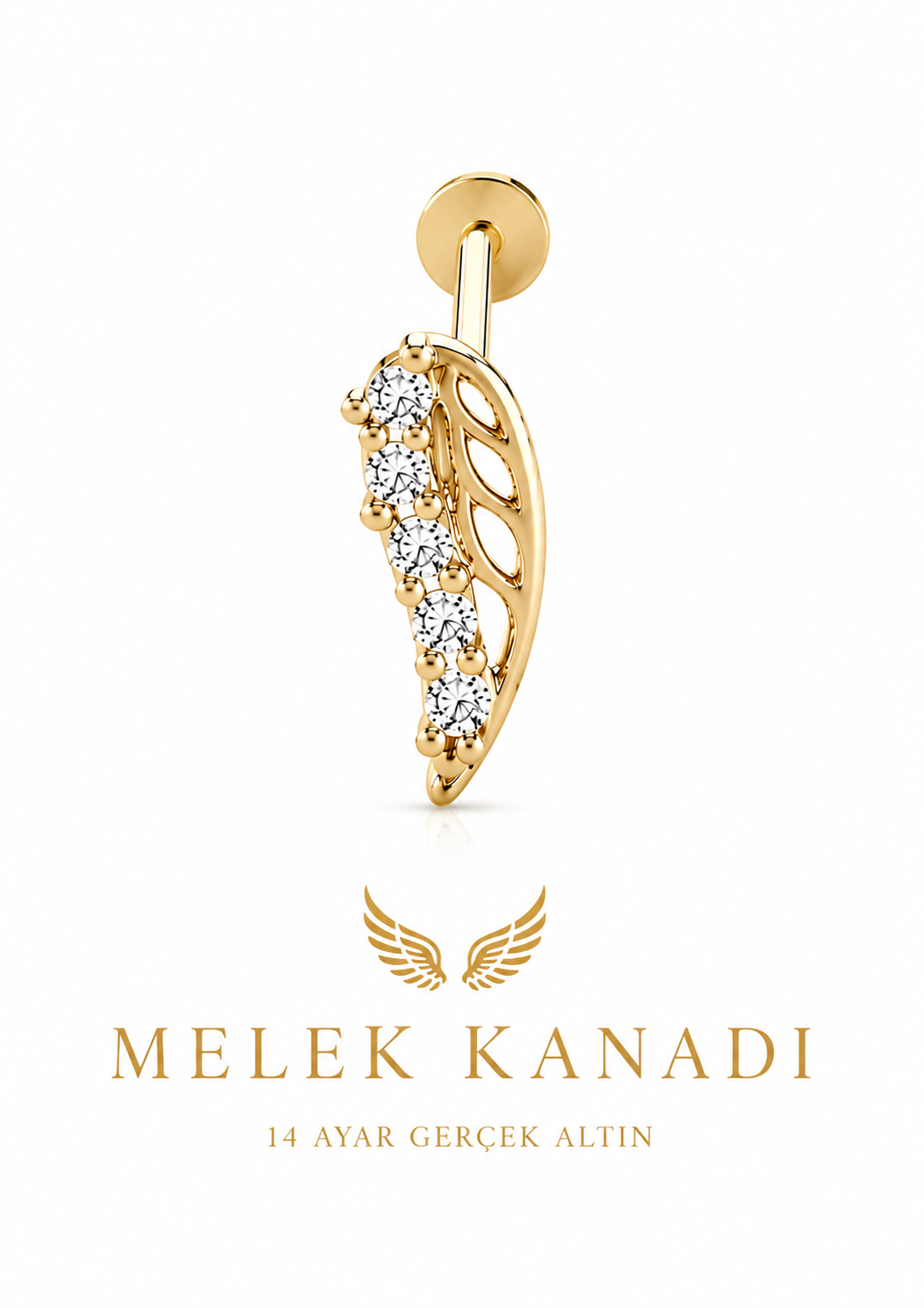 14 Ayar Altın Melek Kanadı Piercing